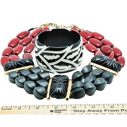 CHICO'S Choker Necklace Art Deco Revival Mixed Metals Brutalist