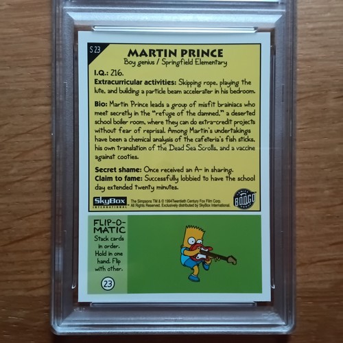 1994 SKYBOX SIMPSONS II #S23 Martin Prince PSA 10 GEM MINT - Picture 8 of 9