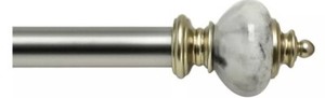 Bali Faux-Marble Adjustable 66-120" Nickel 1" Curtain Rod Single - finial defect