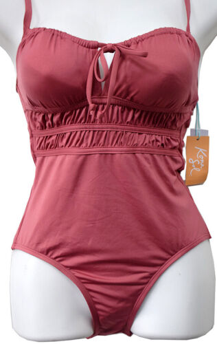 Kona Sol Mauve Modern 1-PC Swimsuit Women's Size S (4-6) Adjustable Straps, NWT - Picture 4 of 6