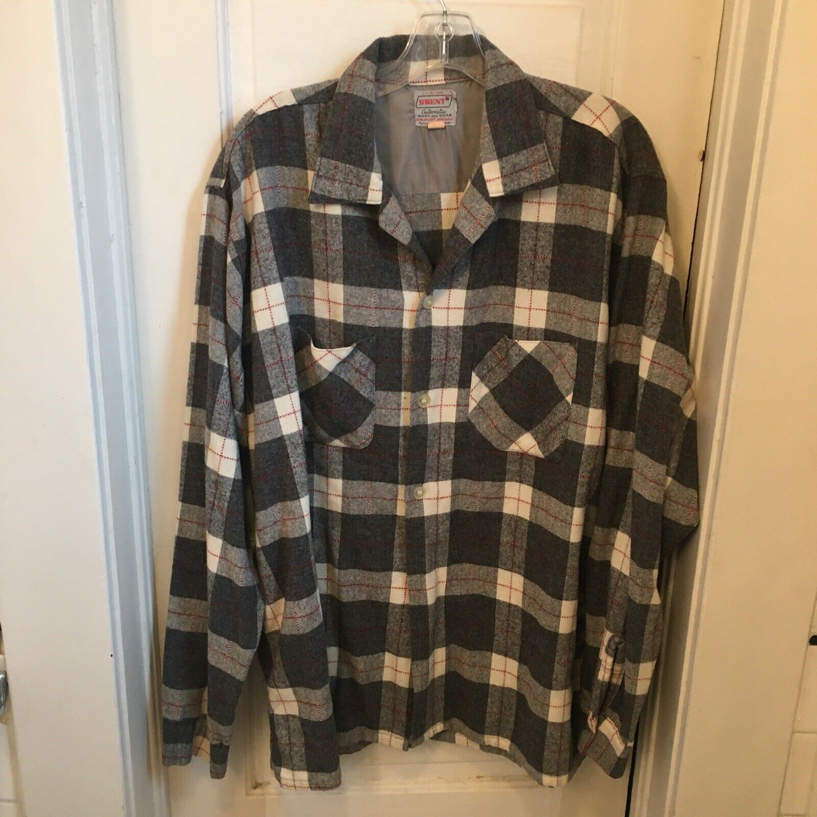 60s BRENT vintage check open color shirt