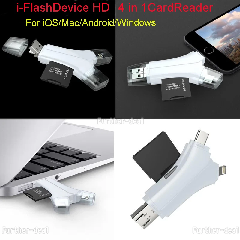 USB Flash Drive TF SD Card Reader for IOS iPhone Macbook iPad OTG Type-C Android - Image 2 of 4