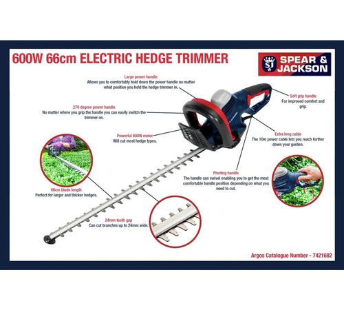 Spear & Jackson S6066EH 66cm Corded Hedge Trimmer - 600W - 1 Year Guarantee - Picture 4 of 4