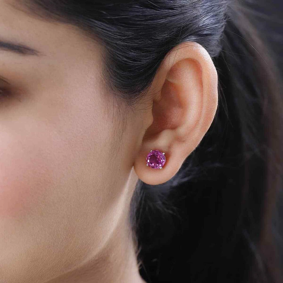 STUNNINGLY BEAUTIFUL!! 4.50ctw Radiant Orchid Quartz Studs Platinum Plated - Image 3 of 4