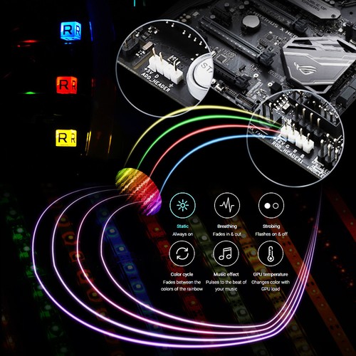 PC RGB Gaming LED Strip Lights Case Lighting Gamer DIY for Aura Sync 2Pcs - Picture 3 of 8