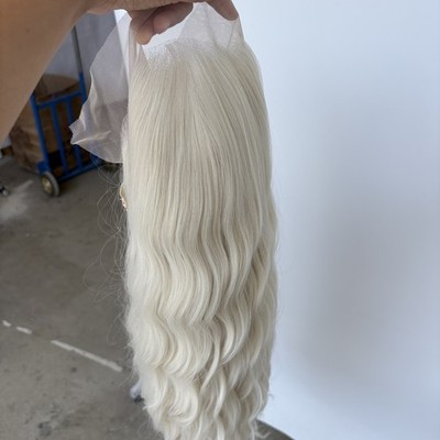 Synthetic Hair Heat Resistant Bleach blonde Lace Frontal Wig Long Wavy