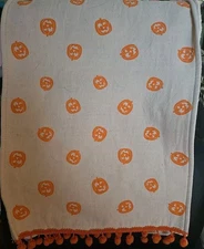 11.5 x 46" Inch Table Runner Halloween PUMPKINS Jack O’ Lantern Linen Soft Back