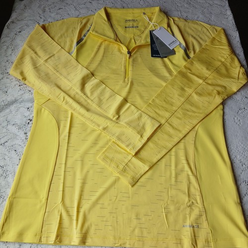 Annika Women Large Long Sleeve Golf Polo Yellow 1/4 Zip Drytec Cutter & Buck Nwt - Picture 2 of 24