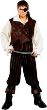 Caribbean Pirate Captain Buccaneer Man Fancy Dress Up Halloween Adult Costume