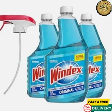 Windex Original Glass Cleaner, Refill Bottle, 32 fl oz, 3 ct, Assorted Sizes....