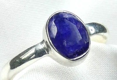 💙 Saphir Ring 925 Silber Gr. 17,5  (55)  facettiertes, dunkelblaues UNIKAT 💙 - Bild 1 von 4