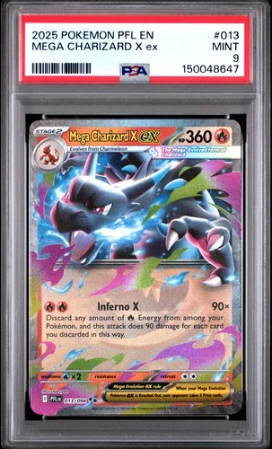 2025 POKEMON PFL EN-PHANTASMAL FLAMES #013 MEGA CHARIZARD X EX PSA 9