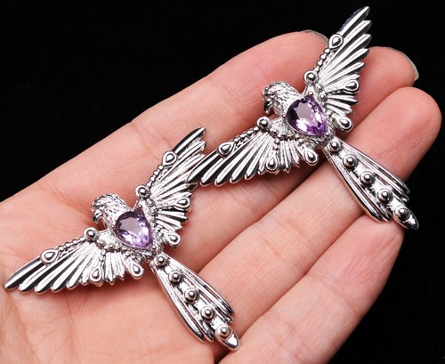 18,5 g 2 Stck. Natürlicher lila Amethyst Kristall Edelstein Anhänger AAA - Bild 3 von 6