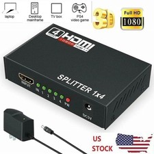 HDMI Splitter 1 In 4 Out 4K UHD HD 1080P 4-Port Repeater Splitter Amplifier 1x4