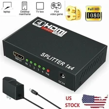 HDMI Splitter 1 In 4 Out 4K UHD HD 1080P 4-Port Repeater Splitter Amplifier 1x4