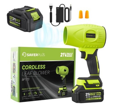 SakerPlus Portable Dust Cleaner, Cordless Leaf Blower 2 Batteries, 21V 4.0Ah,