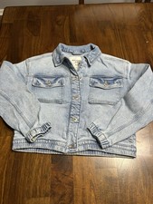 Abercrombie Kids Girls Jean Jacket Size 11/12 Snap Front Elastic At Wrist