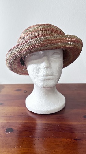 Helen Kaminski Raffia Woven Handmade Sun Hat Striped Multicolor One Size