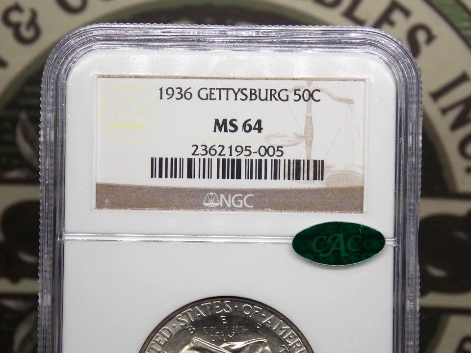 1936 Commemorative *GETTYSBURG* Half Dollar 50c NGC MS64 CAC #005 BU ECC&C, Inc. - Image 4 of 4