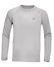 Boys UPF 50 Swim Shirt Long Sleeve, 1 or 2 Pack UV Sun Medium Crew Neck-grey