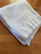 Vintage Fieldcrest Blanket Acrylic Waffle Weave Satin Trim Blue Full Double USA