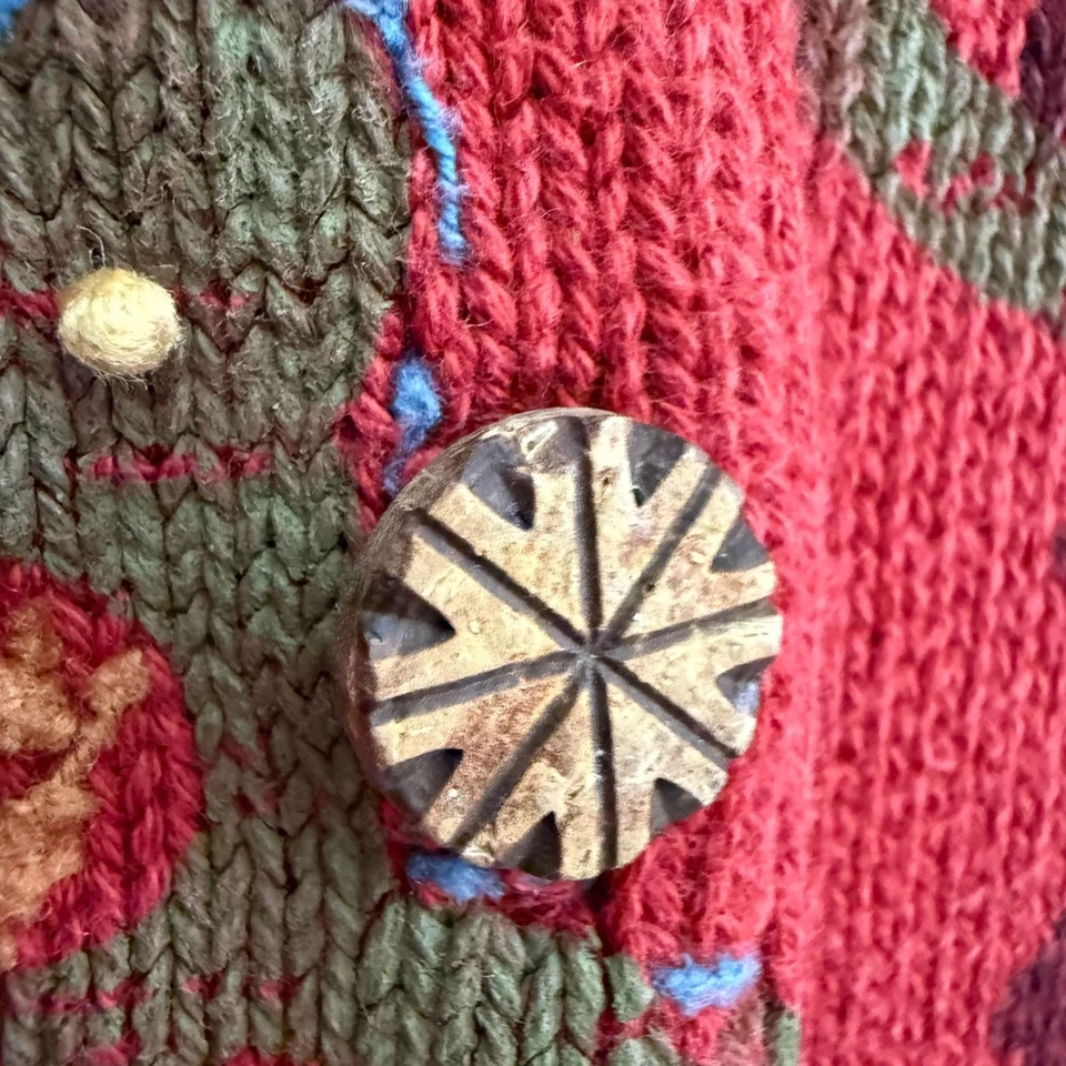 Cárdigan suéter tejido hojas florales bordado David Brooks para mujer rojo mediano Foto 4 de 4