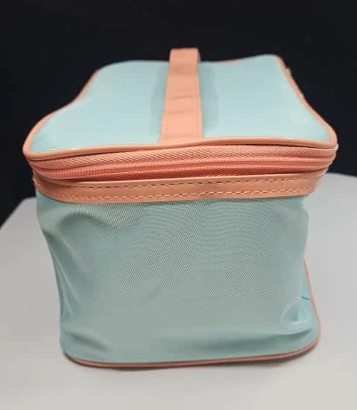 Bolsa de viaje cosmética Clinique verde y naranja estuche de tren nuevo Foto 2 de 4