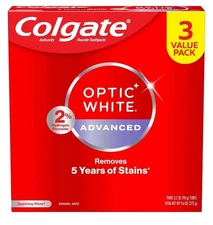 Colgate Optic White Advanced Hydrogen Peroxide Toothpaste, 3 Pack, 3.2 oz