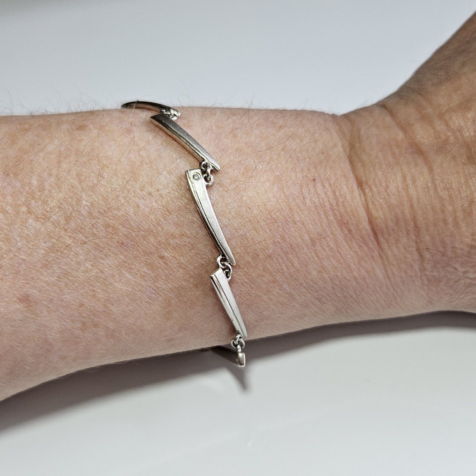 Sterling Silver Diamond Accent Rectangular Bracel… - image 5