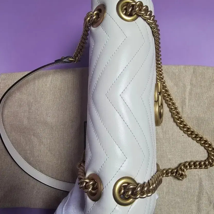 Gucci Marmont Small Chain Shoulder Bag - 443497 White thumbnail 8