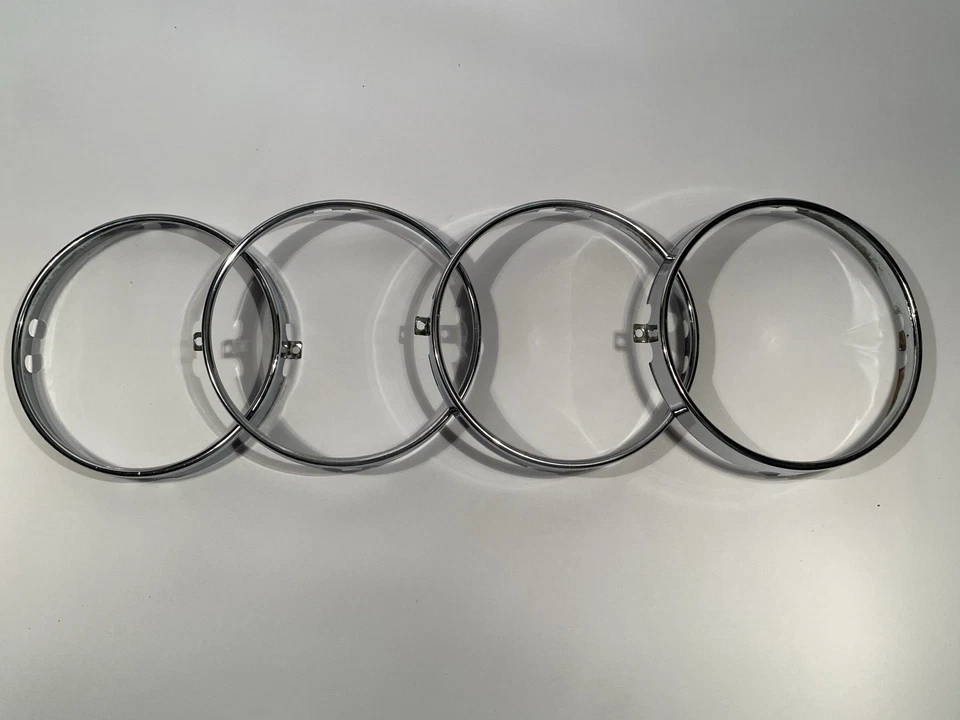 JUEGO DE 4 ANILLOS FAROS CROMADOS MERCEDES R107 W116 560 450SL SEL 300SD ¡Ver fotos! Foto 2 de 4