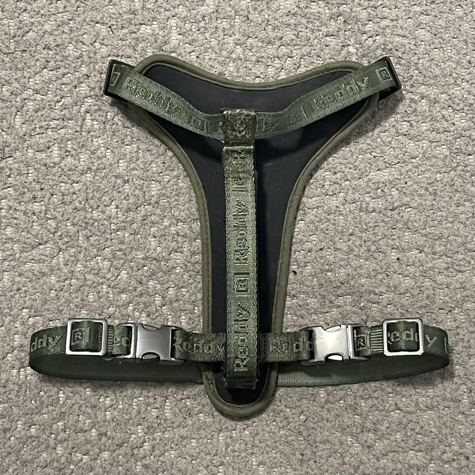 Arnés Reddy Perro Medio Verde Jacquard Logo Borde Cuero Foto 4 de 4