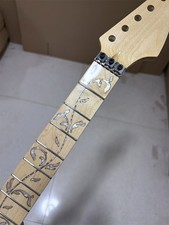DIY 22fret Maple Fretboard Tree of Life flower vine Guitar neck Lock Nut Parts