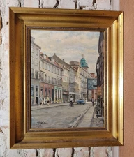 Kaj Molter (1903-1981): STREET SCENE,  original oil painting