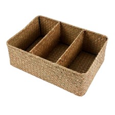 Paniers en Osier à 3 Sections pour éTagèRes, Paniers de Rangement en Jonc d5307