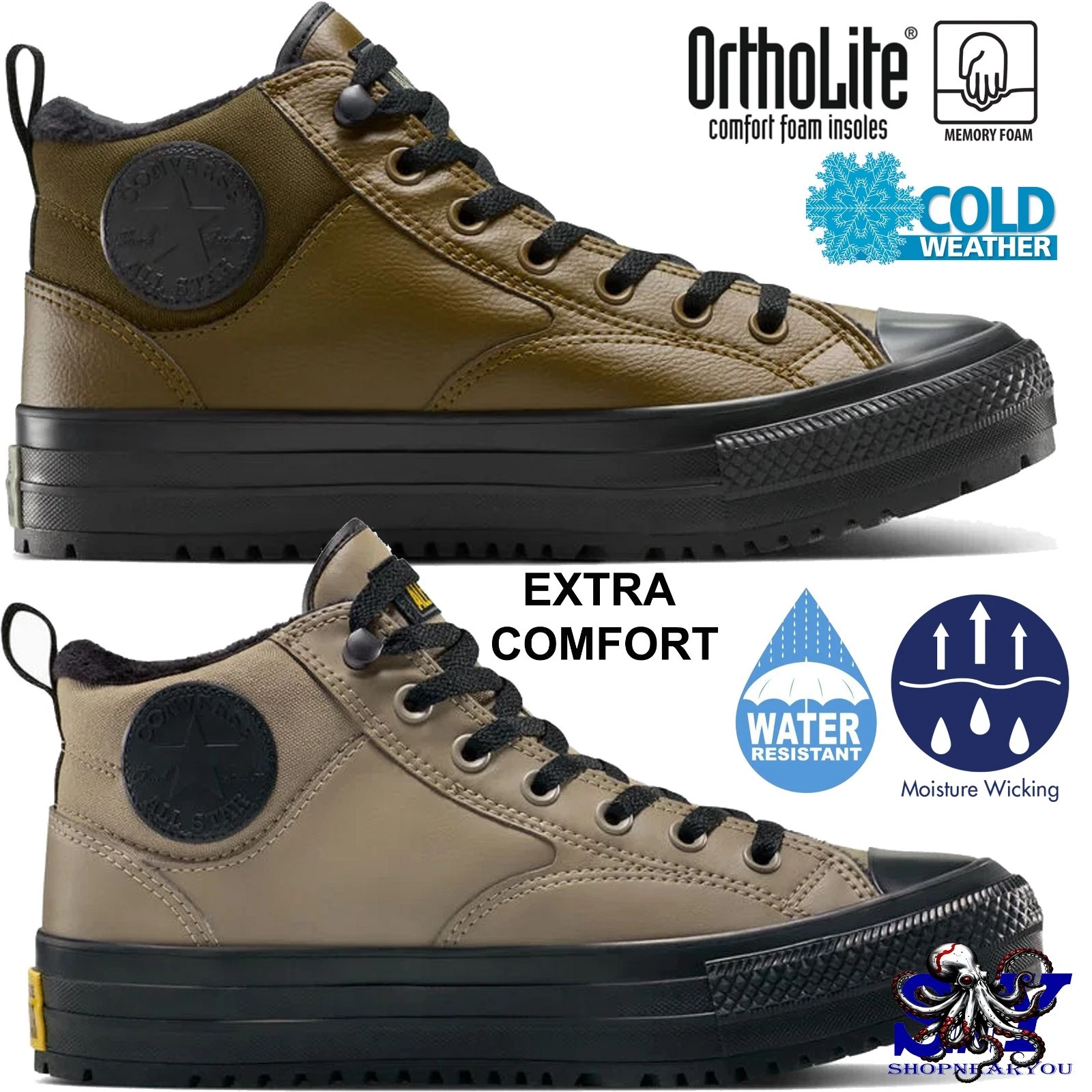 Converse Malden Street Boot Men's Water-Repellent High Top Shoes NEW Kicks Wide