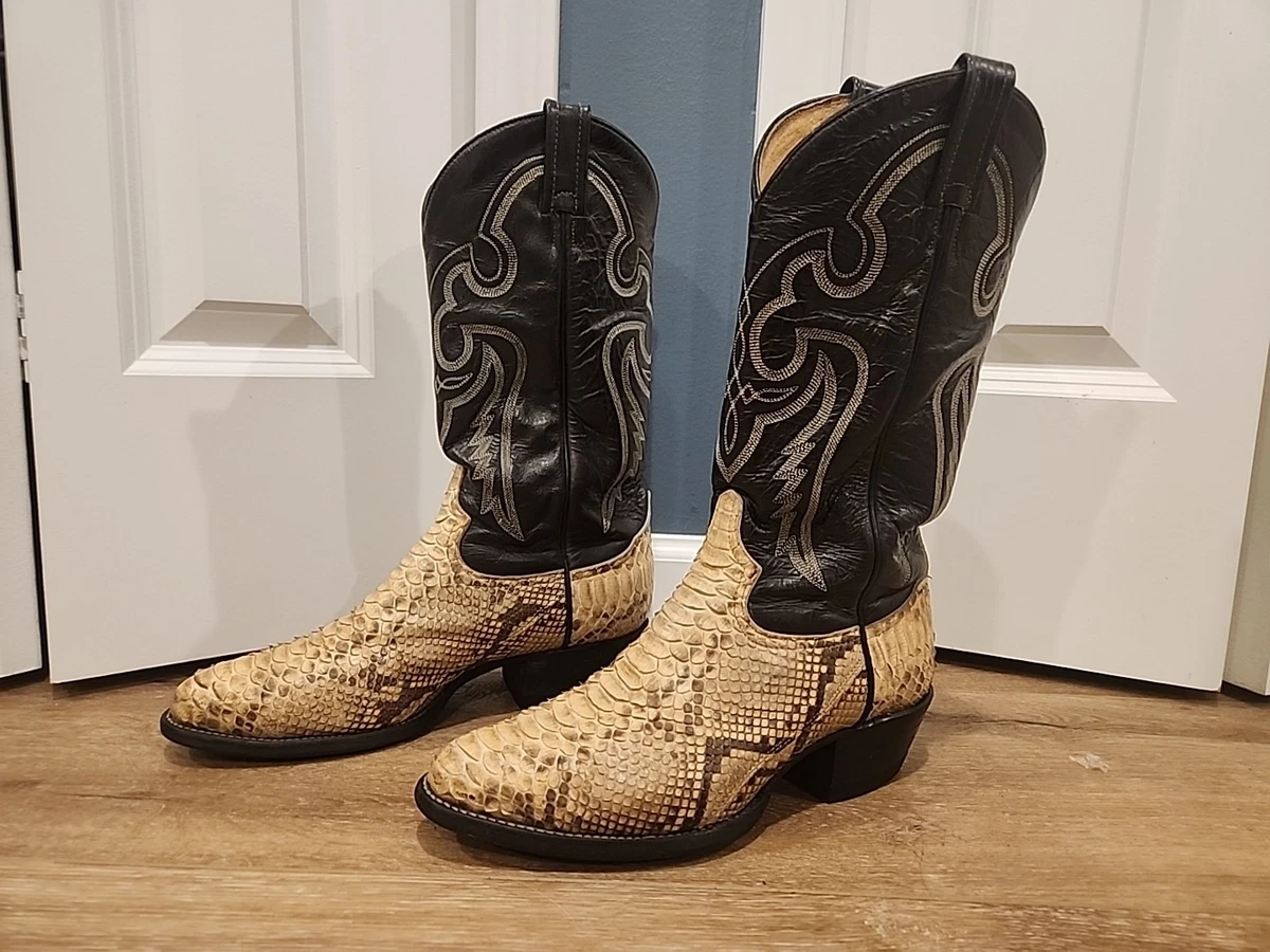Vintage Tony Lama 8700 Exotic Snakeskin Western Cowboy Boots Size 7.5 D Black tony lama snake boots products for sale | eBay main image 3