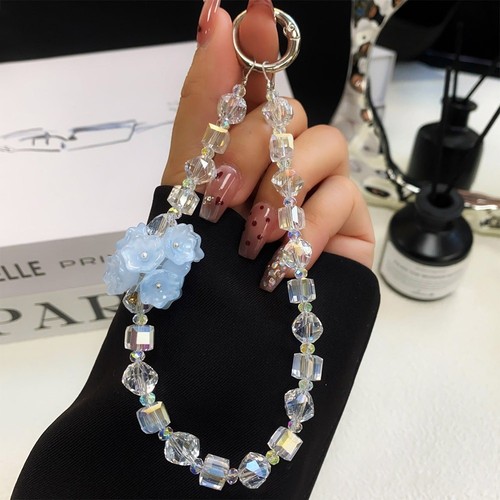 Hand-beaded Mobile Phone Lanyard Strap Crystal Car Keychain Wrist Chain - Photo 14 sur 16