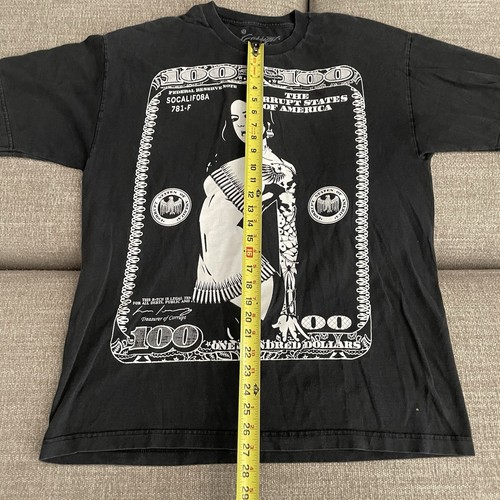 VTG Corrupt America Spanish Bandida Money & Bullets Black T-Shirt Men’s XL (B17) - Picture 4 of 6