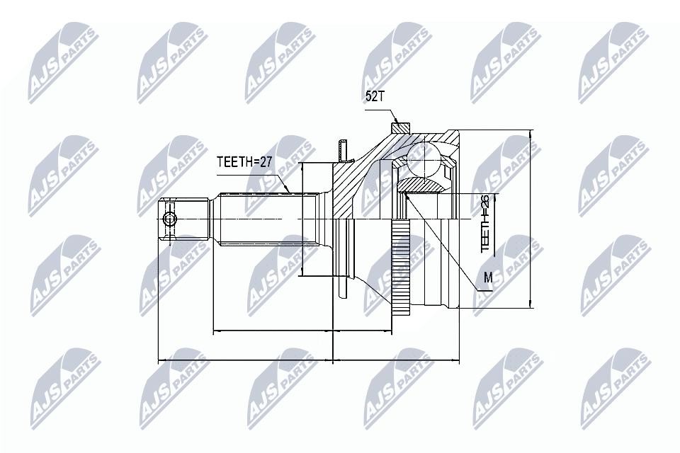 NTY Driveshaft Joint Kit NPZ-HY-501 for Hyundai, 94.5mm Ø 164mm