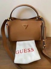 Guess Tan Cognac Satchel Crossbody With Adjustable Strap Dust Cover NWOT