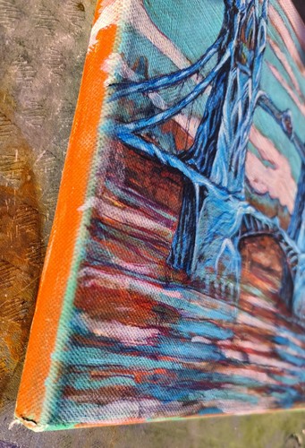 Growing Bridge - original art by Linandara fantasy London Tower acrylic painting - Picture 7 of 13