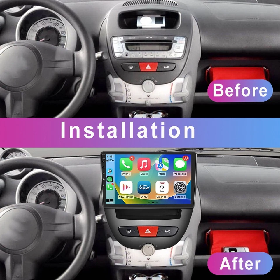 Für Toyota Aygo Citroen C1 Peugeot 107 Autoradio Android 15 GPS Navi WiFi BT RDS - Bild 4 von 4