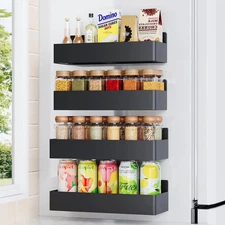 Magnetic Spice Rack for Refrigerator, Kitchen Organizer and Storage Shelf, Bl...