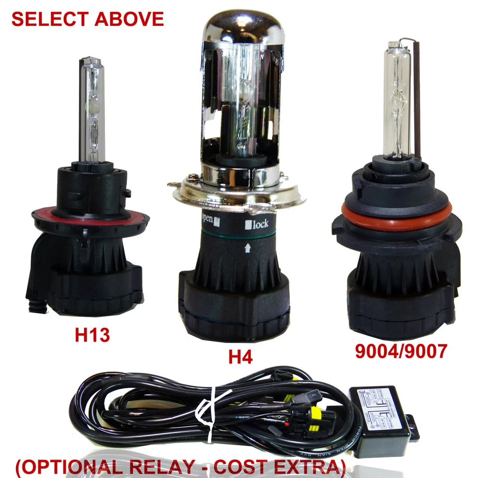 Bi Xenon H4 Replacement HID Conversion Bulbs High Low Beam H13 9004 9007 Relay - Image 3 of 3