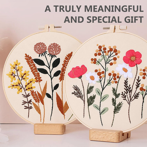 Stickset Für Anfänger, 4 Sticken Set Erwachsene, Embroidery Kit Mit Stickrahmen - Bild 6 von 12