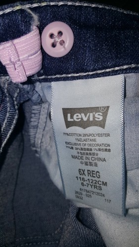 JEANS LEVIS BAMBINA 711 SKINNY 6 REG LAVAGGIO SCURO EFFETTO INVECCHIATO VITA REGOLABILE ELASTICIZZATO - Foto 6 di 8