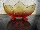 Vintage Lombardi Footed Fruit Bowl Amberina Yellow and Red Jeanette Glass