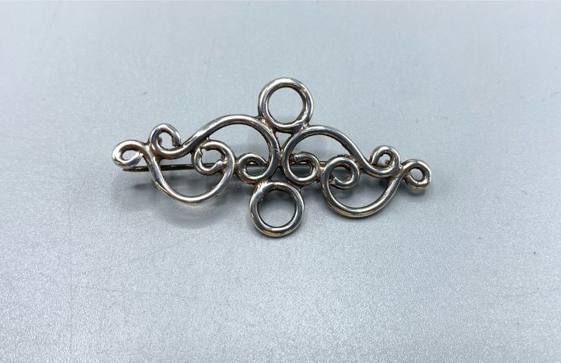 Sterling Silver Scrollwork Brooch - image 1