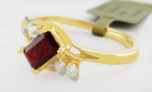 GENUINE 0.74 Cts GARNET & DIAMOND RING 10K GOLD - Free Certificate Appraisal